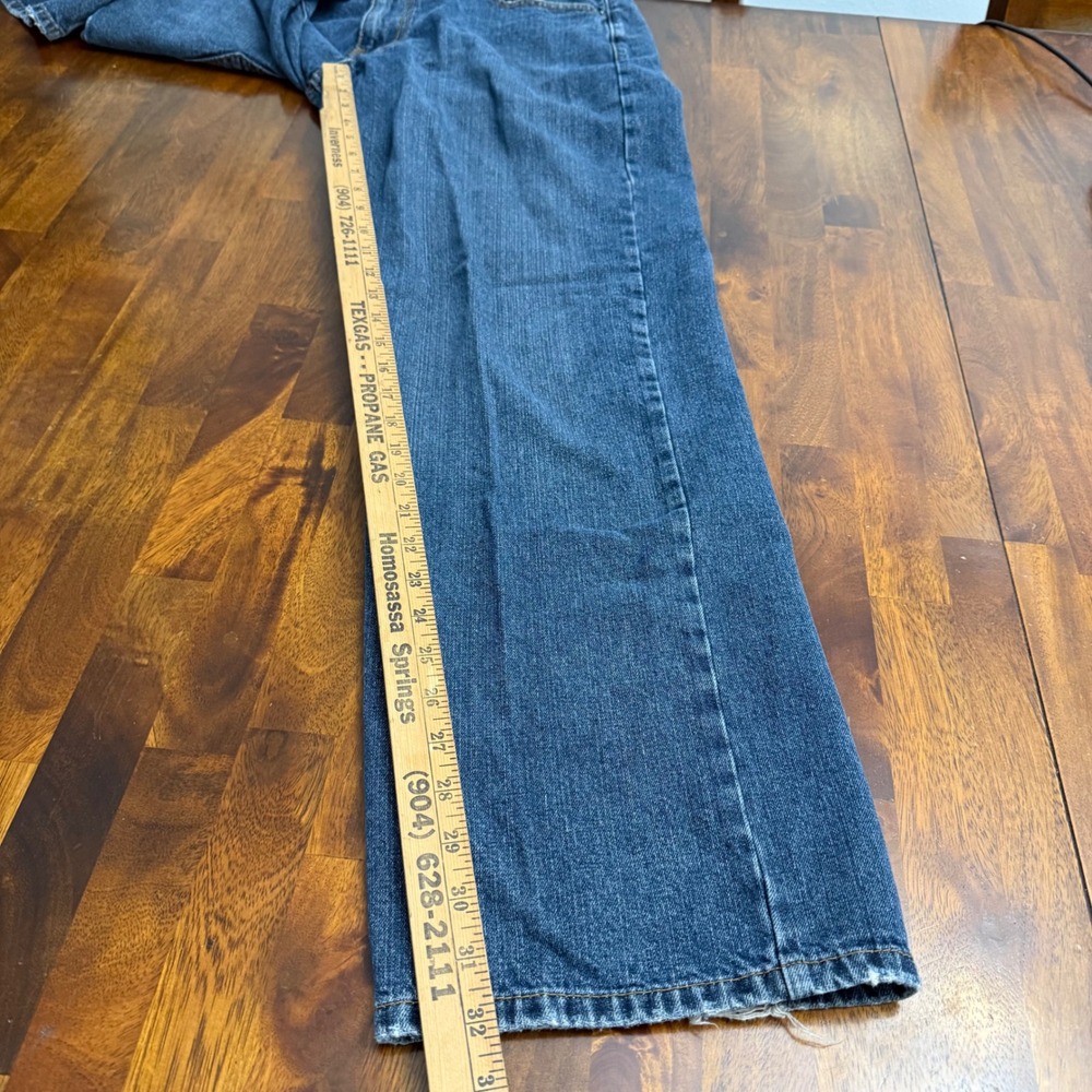 Calvin Klein Jeans Mens Blue Denim Straight Leg Jeans Size 34x32 Distressed Hem - Picture 10 of 10